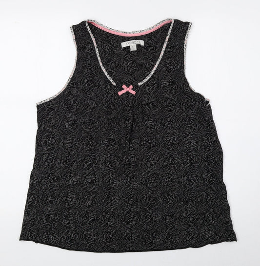 Company Ellen Tracy Womens Black Polka Dot Cotton Basic Blouse Size L Scoop Neck