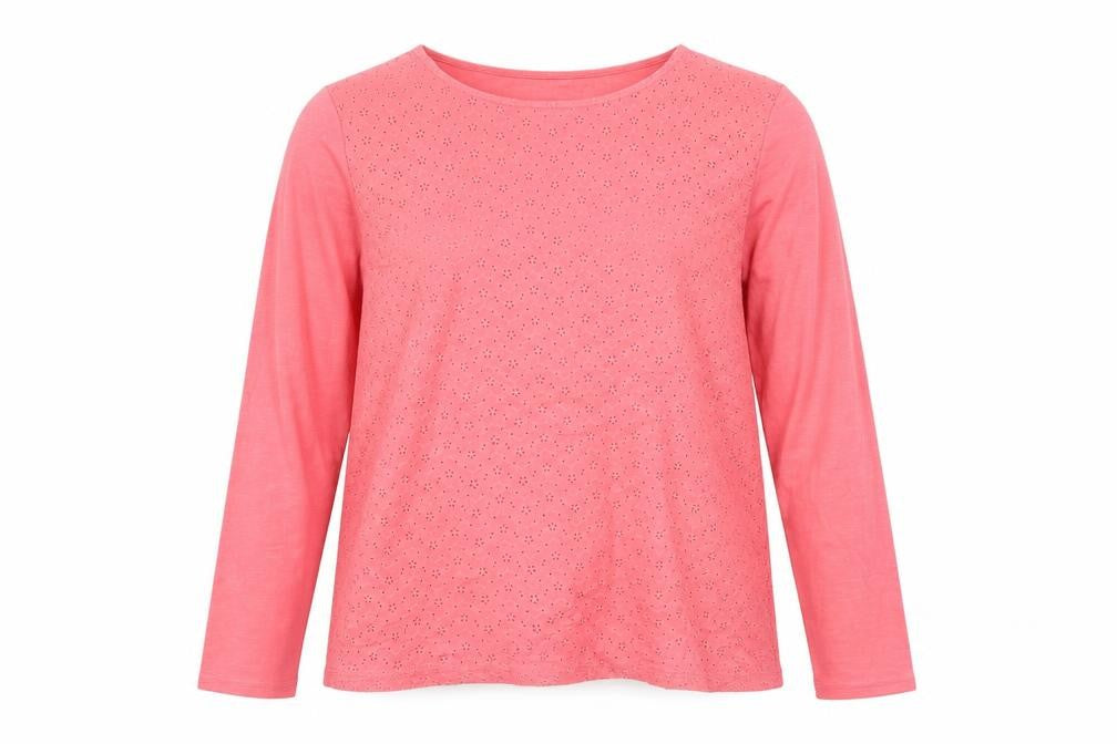 Beacan Cove Womens Pink Polyester Basic Blouse Size M Round Neck - Lace Front