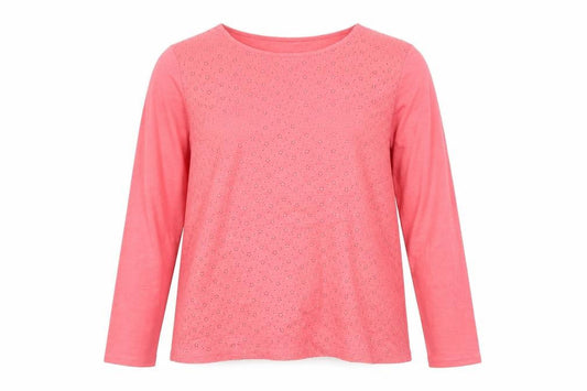 Beacan Cove Womens Pink Polyester Basic Blouse Size M Round Neck - Lace Front