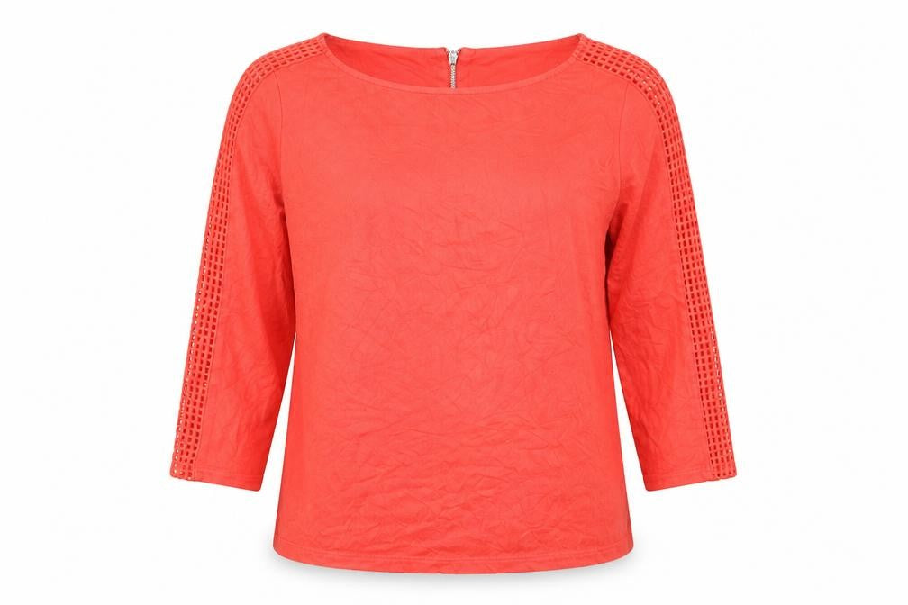 Marks & Spencer Womens Orange Viscose Basic Blouse Size 10 Boat Neck