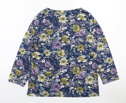EWM Womens Multicoloured Floral Polyester Basic Blouse Size S Boat Neck