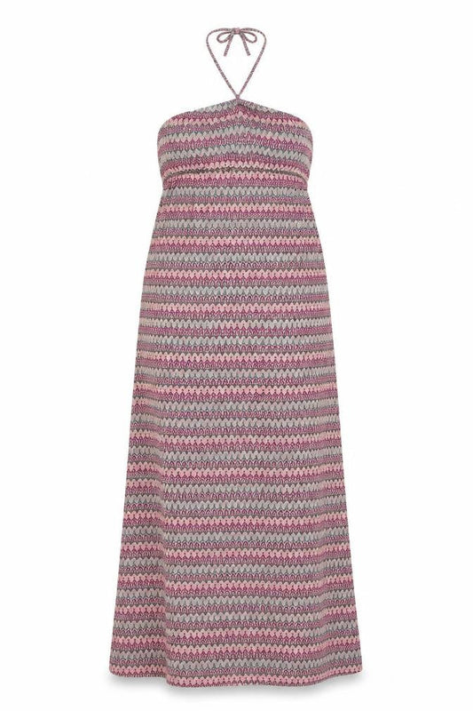 Womens Multicoloured Geometric Polyester Maxi Size M Halter Pullover