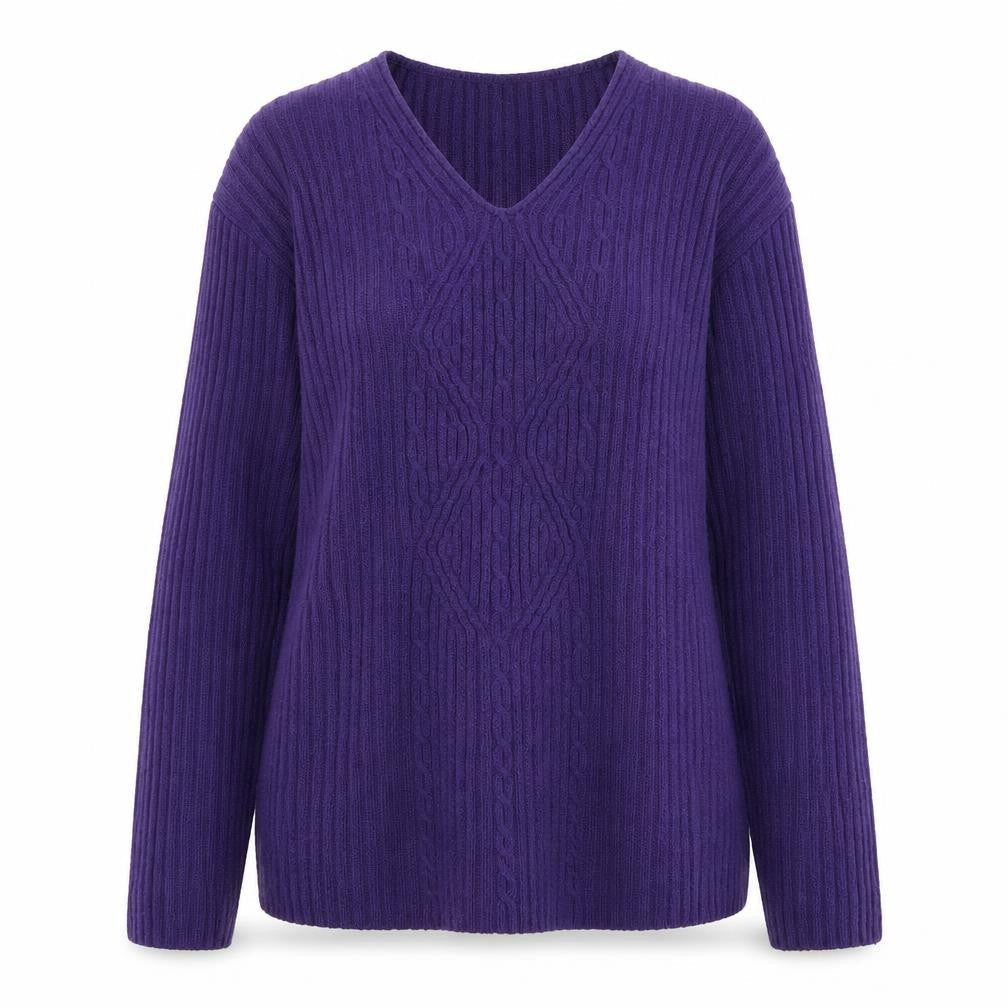 Tigi Womens Purple V-Neck Acrylic Pullover Jumper Size S - Size S/M