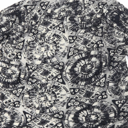 Zara Womens Black Geometric Viscose Basic Blouse Size L V-Neck