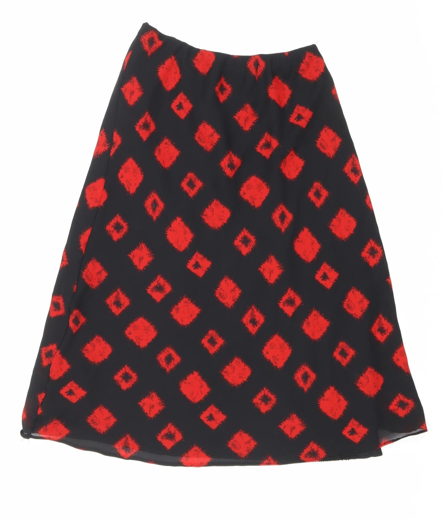 Preworn Womens Black Geometric Polyester Maxi Skirt Size 14 Drawstring