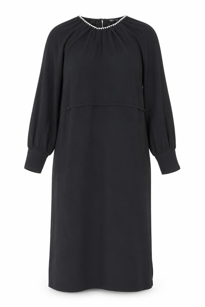 Marks & Spencer Womens Black Polyester Shift Size 8 Round Neck Button