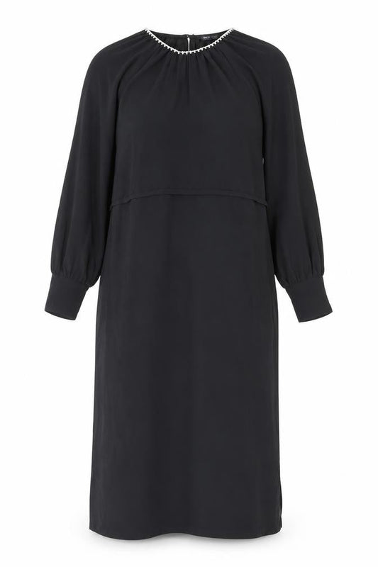 Marks & Spencer Womens Black Polyester Shift Size 8 Round Neck Button