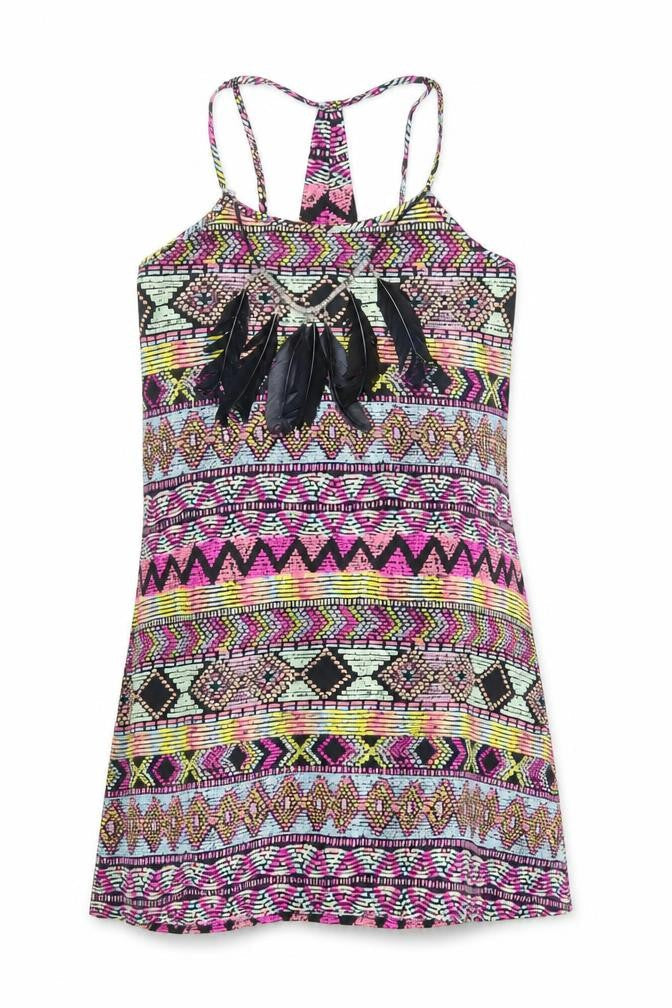 Ribbon Womens Multicoloured Geometric Polyester Basic Tank Size 8 Scoop Neck