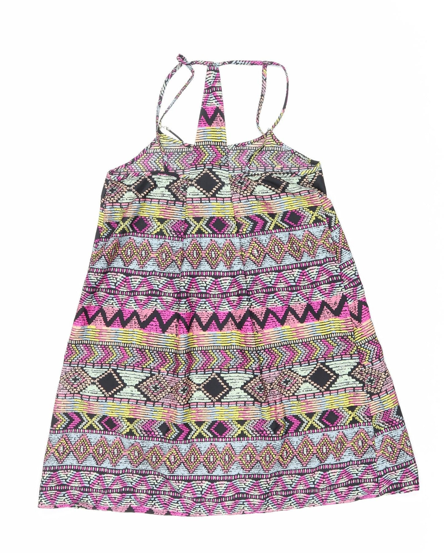 Ribbon Womens Multicoloured Geometric Polyester Basic Tank Size 8 Scoop Neck