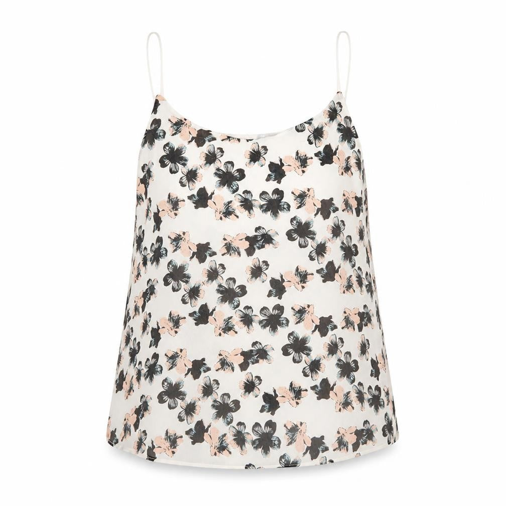 New Look Womens Beige Floral Polyester Basic Tank Size 10 Scoop Neck