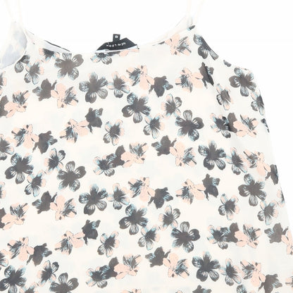 New Look Womens Beige Floral Polyester Basic Tank Size 10 Scoop Neck