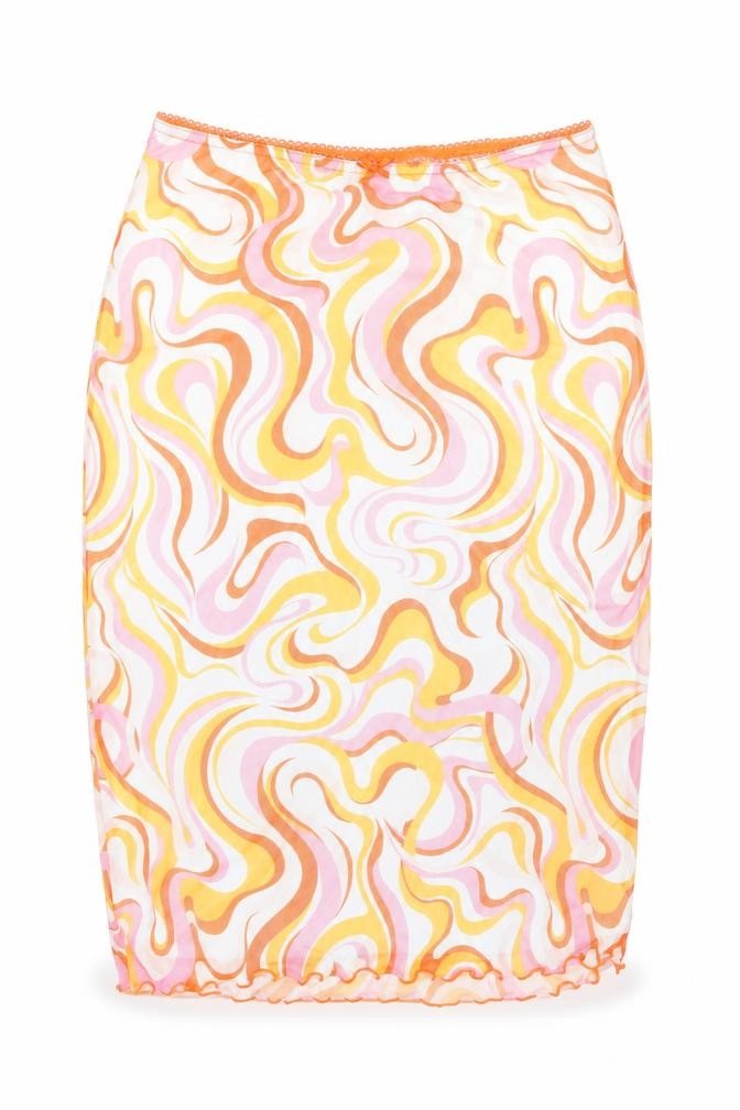 H&M Womens Multicoloured Geometric Polyester Straight & Pencil Skirt Size M Drawstring