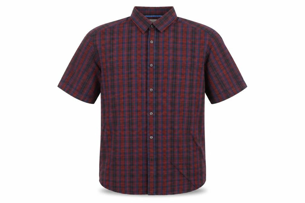Marks & Spencer Mens Multicoloured Plaid Polyester Button-Up Size L Collared Button