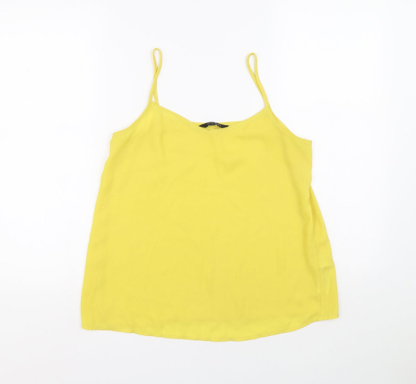 New Look Womens Yellow Polyester Basic Blouse Size 10 V-Neck