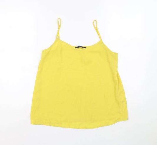 New Look Womens Yellow Polyester Basic Blouse Size 10 V-Neck