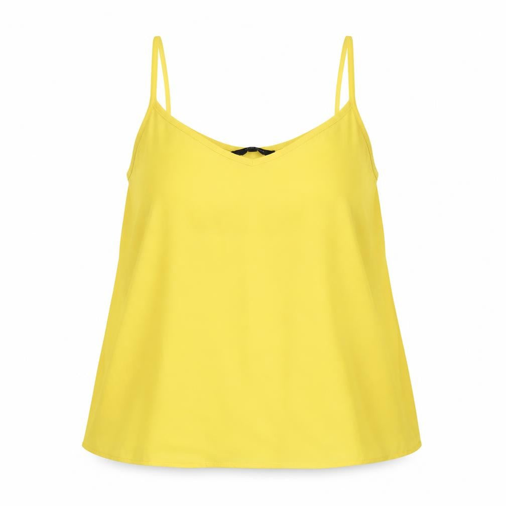 New Look Womens Yellow Polyester Basic Blouse Size 10 V-Neck
