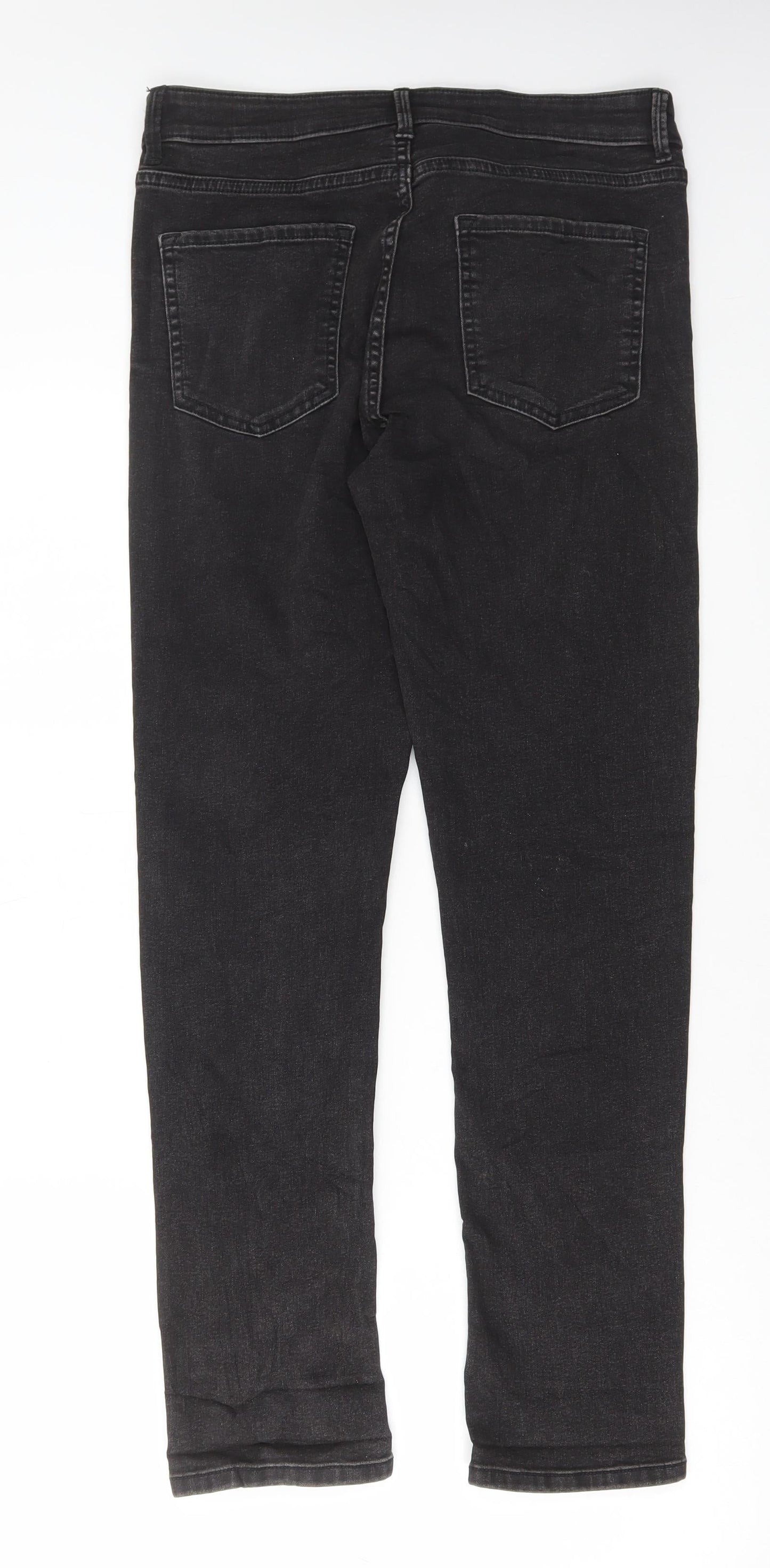 Marks and Spencer Womens Grey Cotton Skinny Jeans Size 12 L29 in Regular Button