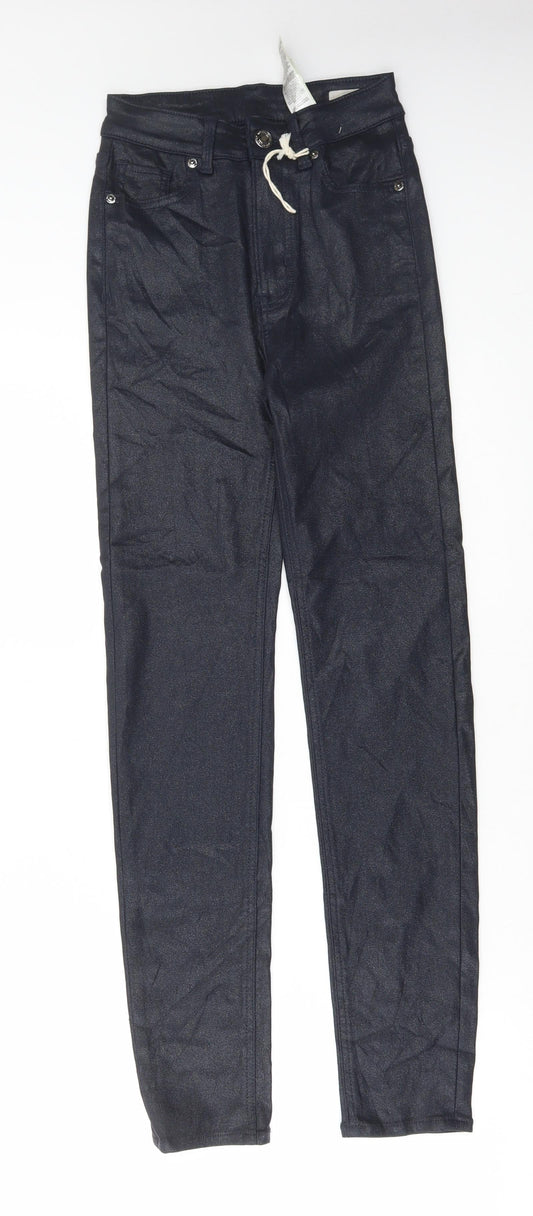 Marks and Spencer Womens Black Cotton Skinny Jeans Size 6 L28 in Regular Button