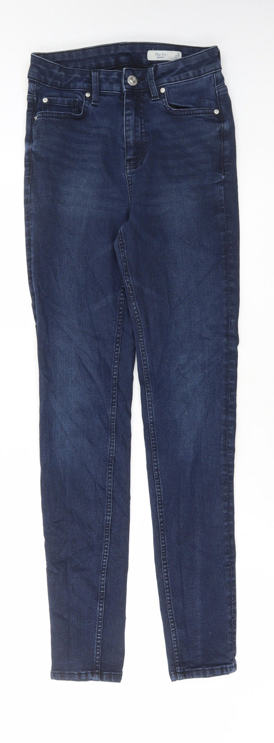 Marks and Spencer Womens Blue Cotton Skinny Jeans Size 8 L30 in Regular Button