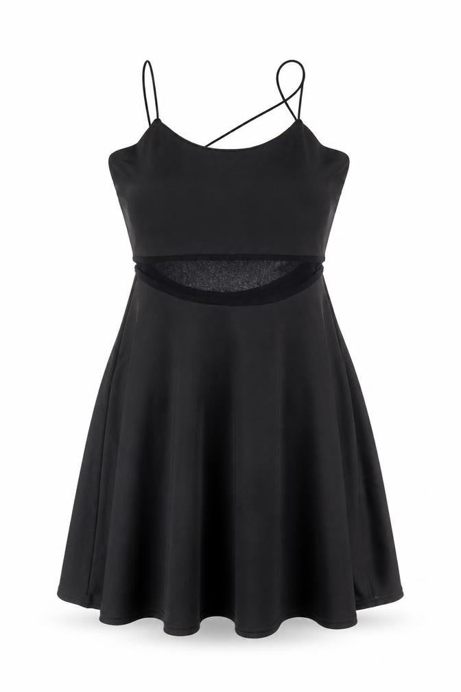 Missguided Womens Black Polyester Fit & Flare Size 8 Round Neck Pullover - Cross Back Straps