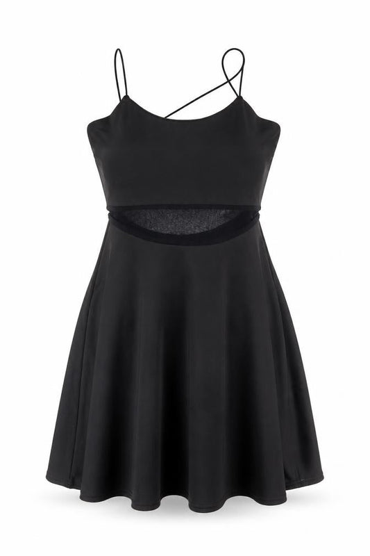 Missguided Womens Black Polyester Fit & Flare Size 8 Round Neck Pullover - Cross Back Straps