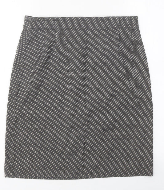 Comma Womens Brown Geometric Polyester A-Line Skirt Size 6 Zip