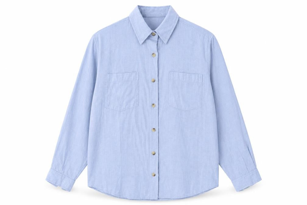 Conrad Mens Blue Polyester Button-Up Size M Collared Button