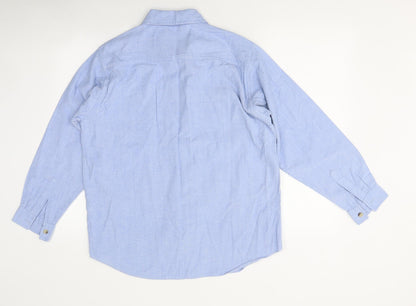 Conrad Mens Blue Polyester Button-Up Size M Collared Button