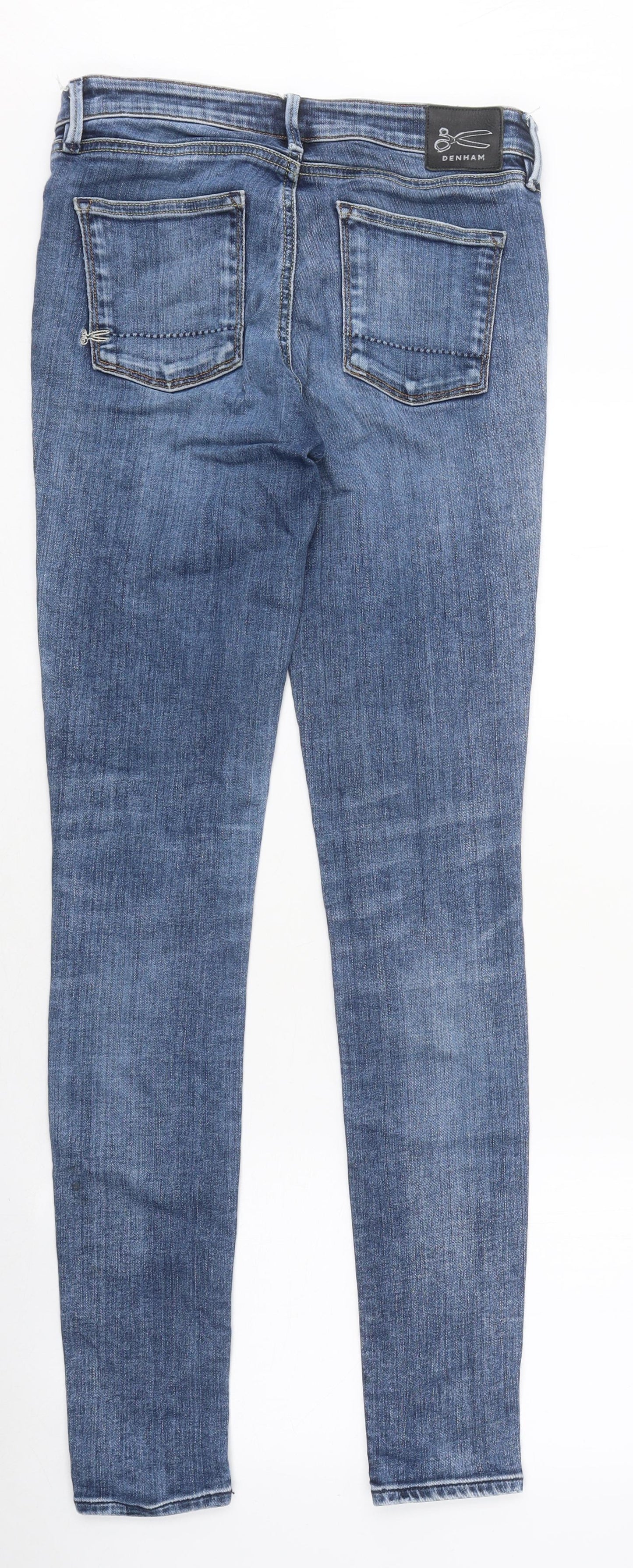 Preworn Womens Blue 100% Cotton Skinny Jeans Size 26 in L28 in Extra-Slim Zip - Embroided