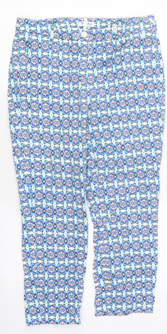 Class Womens Multicoloured Geometric Cotton Trousers Size 8 L22 in Regular Zip