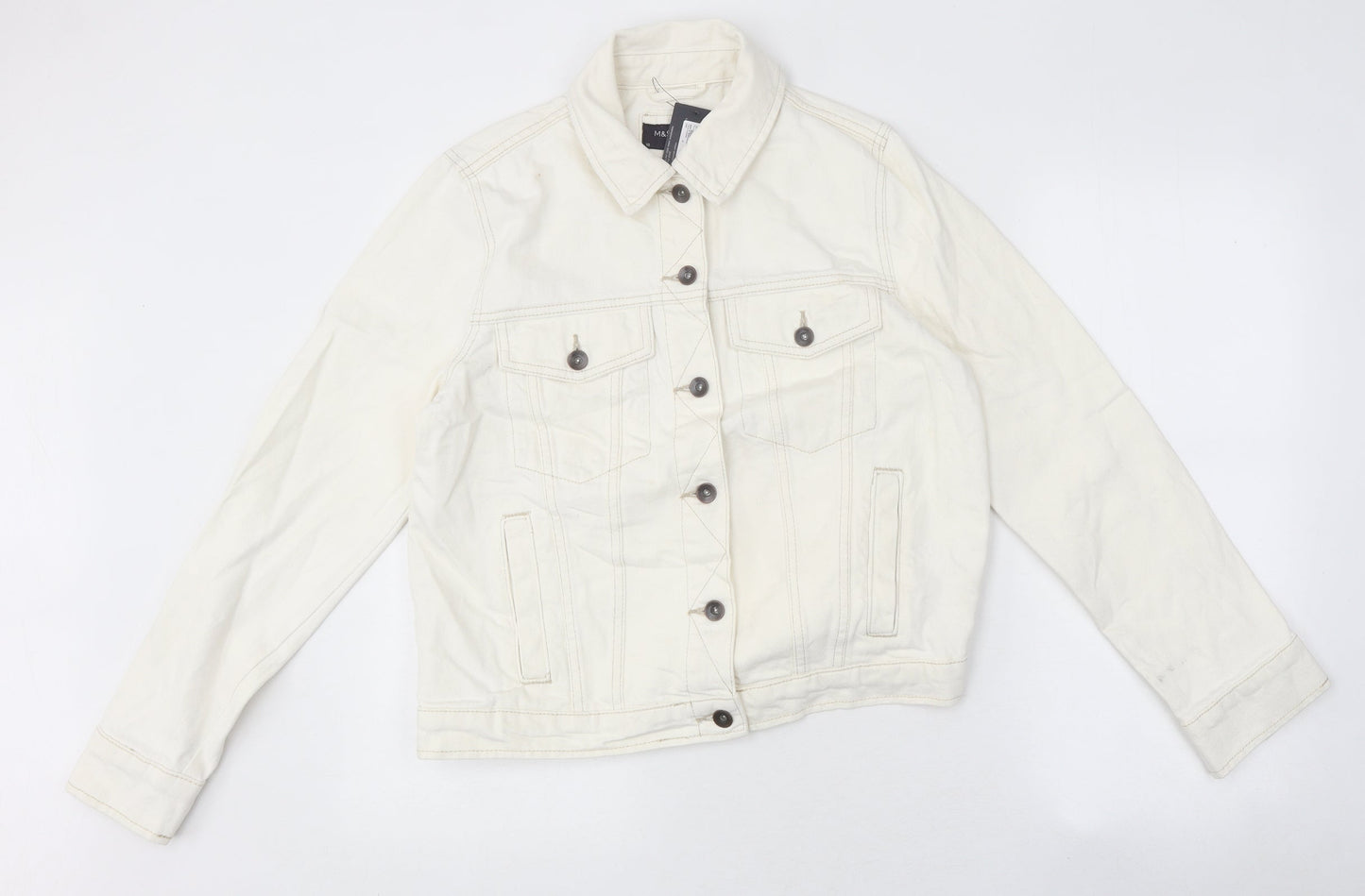 Marks and Spencer Womens White Jacket Size 10 Button
