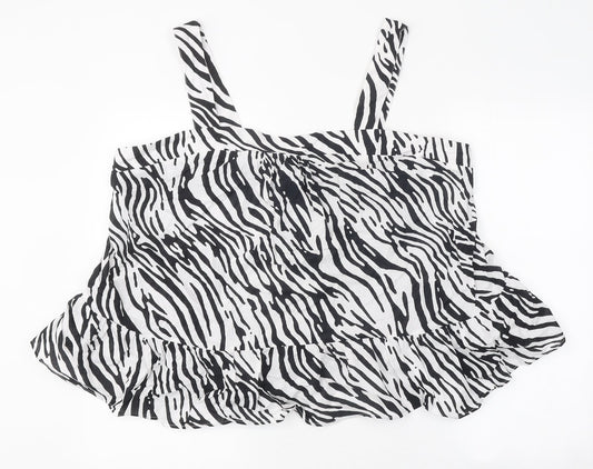 Marks and Spencer Womens Multicoloured Animal Print Polyester Basic Tank Size 22 Off the Shoulder - Zebra Print