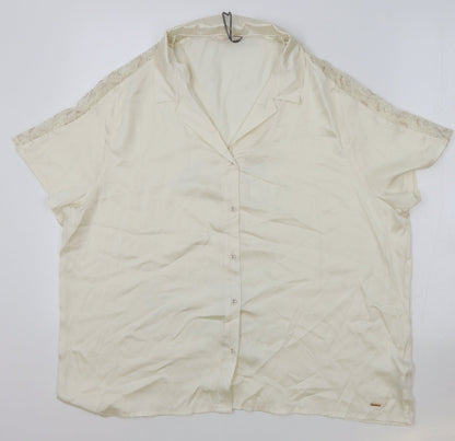 Marks & Spencer Womens Ivory Polyester Basic Button-Up Size 20 Collared - Lace