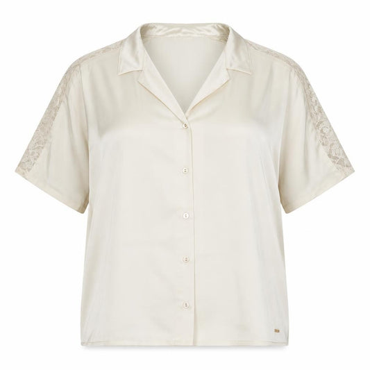 Marks and Spencer Womens Ivory Polyester Basic Button-Up Size 20 Collared - Lace