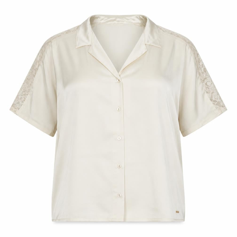 Marks & Spencer Womens Ivory Polyester Basic Button-Up Size 20 Collared - Lace