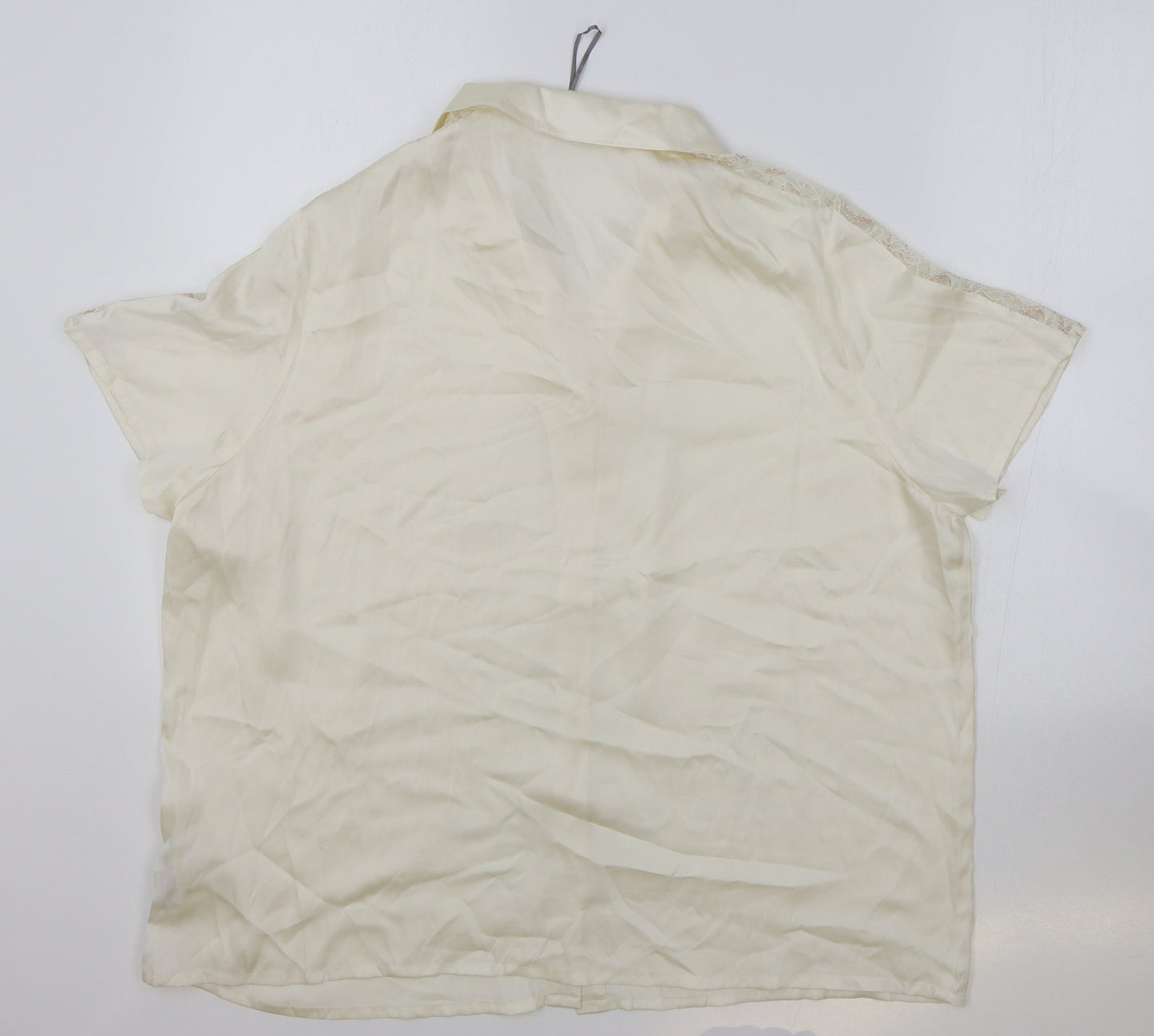 Marks and Spencer Womens Ivory Polyester Basic Button-Up Size 20 Collared - Lace