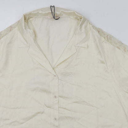 Marks & Spencer Womens Ivory Polyester Basic Button-Up Size 20 Collared - Lace