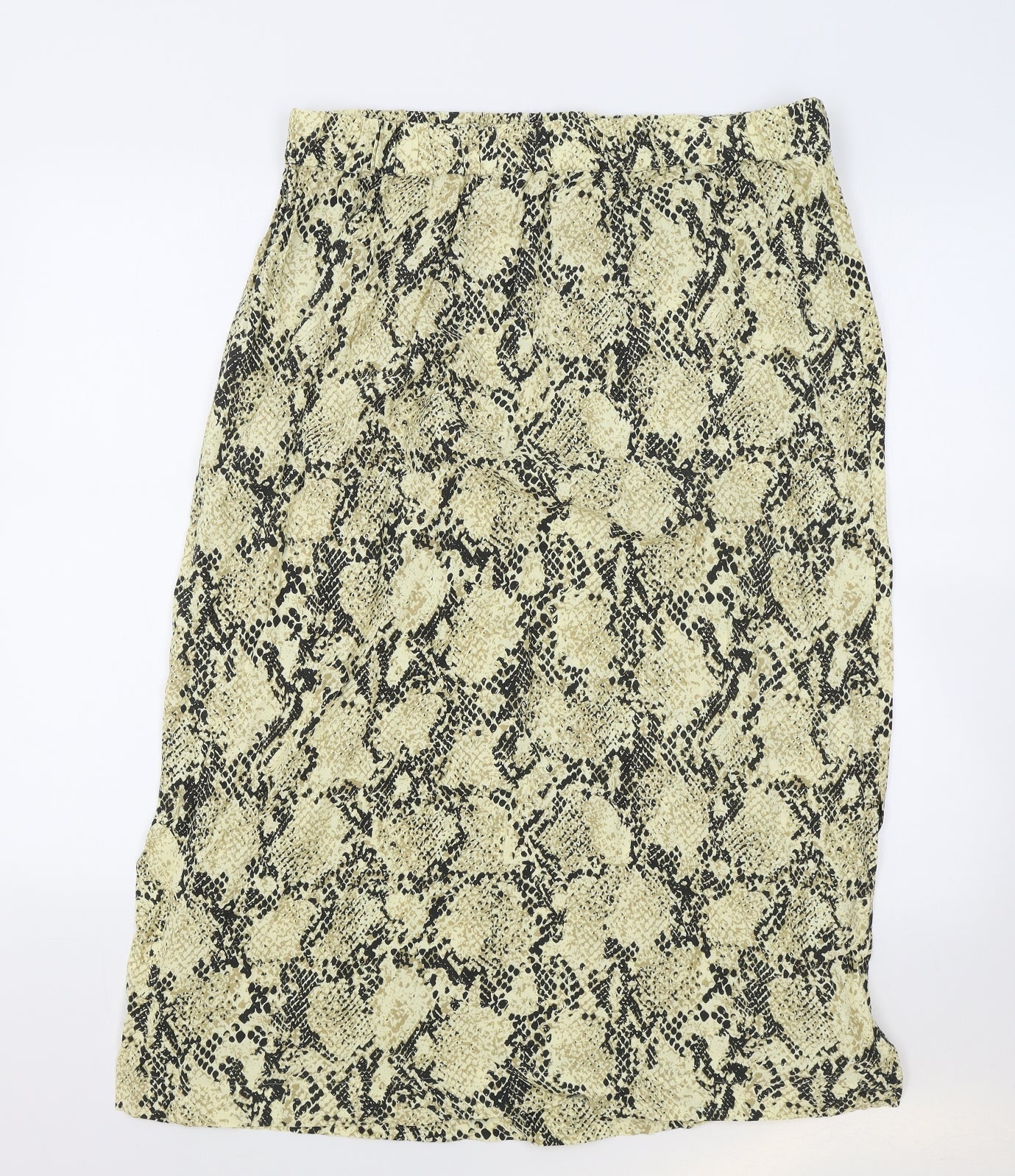 Marks and Spencer Womens Black Animal Print Polyester Flare Skirt Size 18 Drawstring - Snake Skin Print