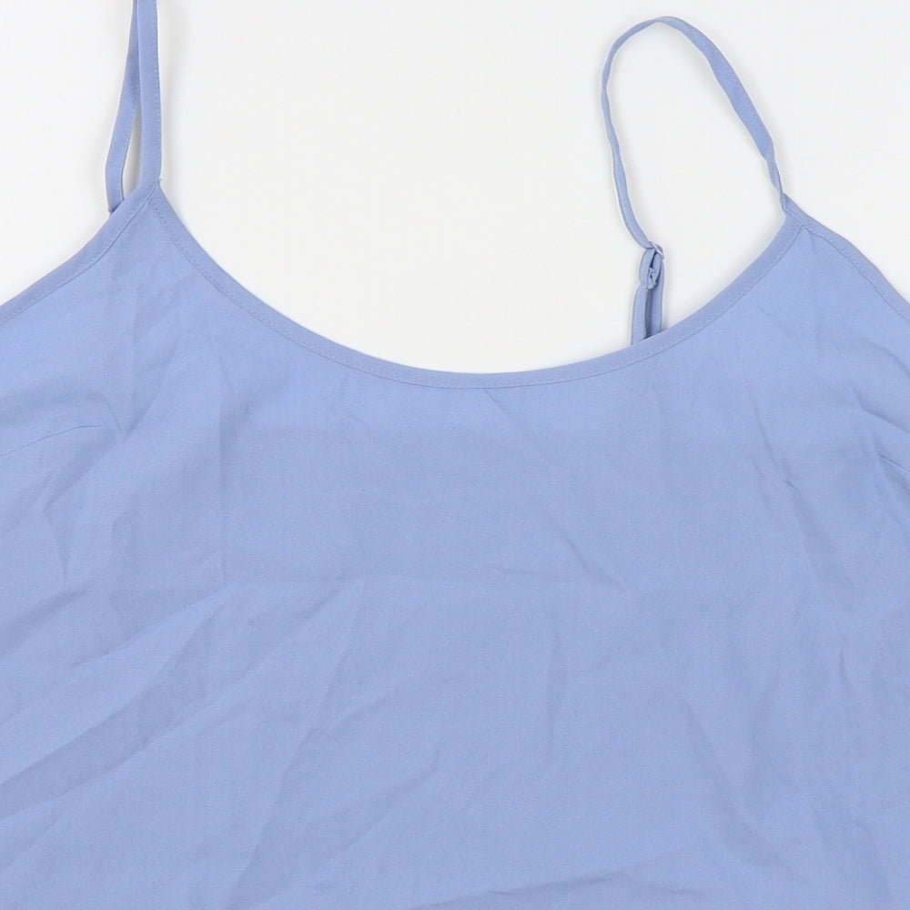 Marks and Spencer Womens Blue Polyester Basic Tank Size 12 V-Neck