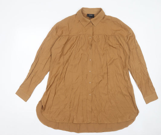 Object Womens Brown Polyester Shirt Dress Size 8 Collared Button