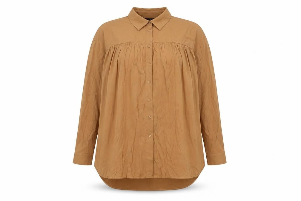 Object Womens Brown Polyester Shirt Dress Size 8 Collared Button