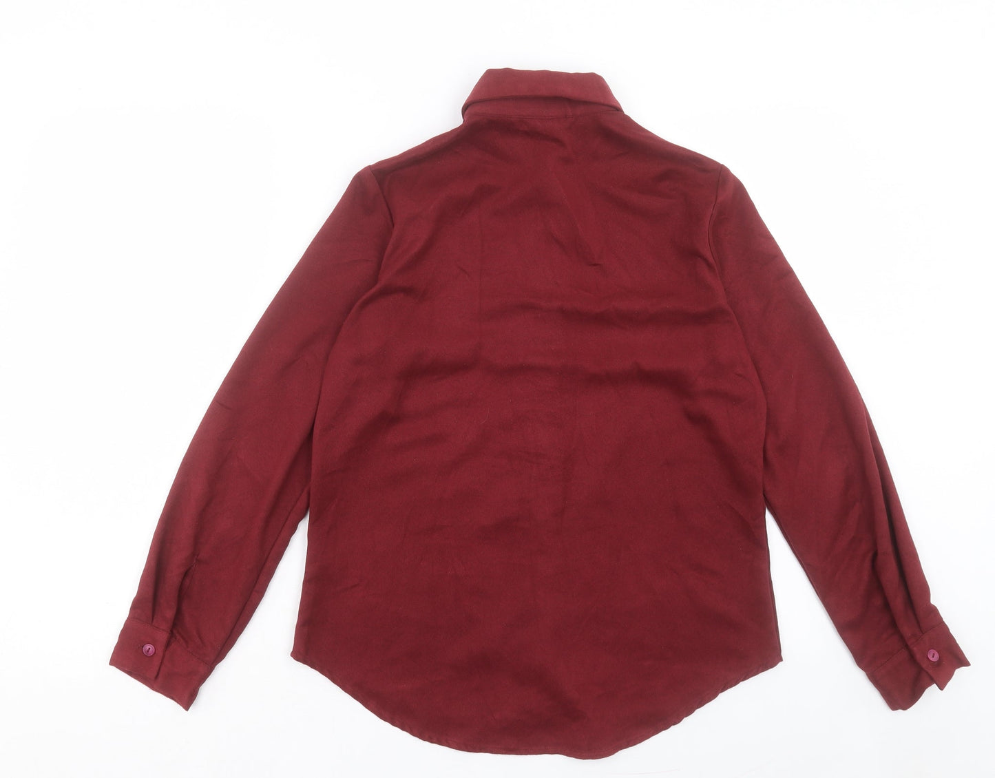 BHS Womens Red Polyester Basic Button-Up Size 10 Collared