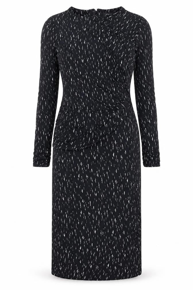 Autograph Womens Black Geometric Viscose Sheath Size 12 Crew Neck Zip