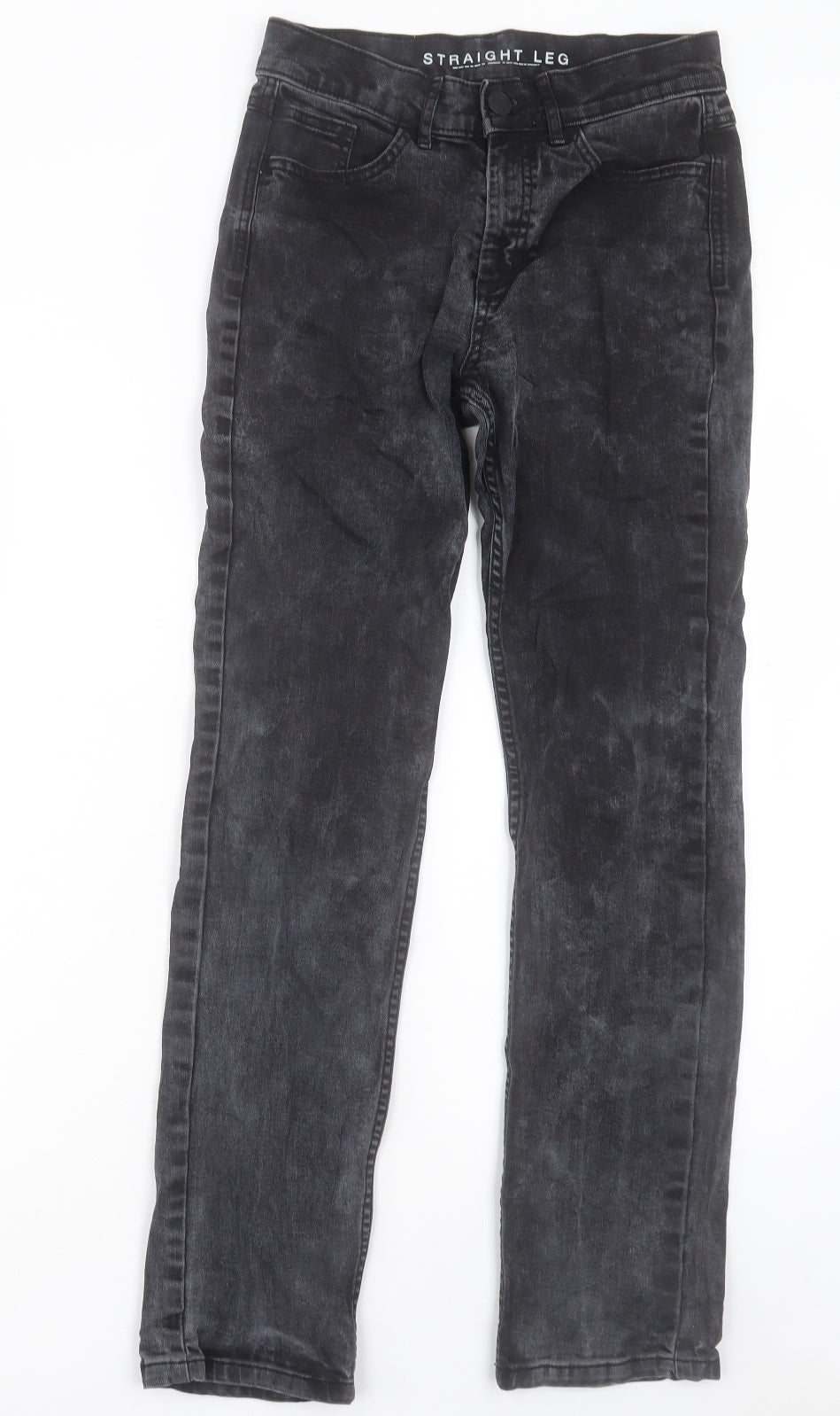 Marks and Spencer Womens Black Cotton Straight Jeans Size 8 L29 in Regular Button