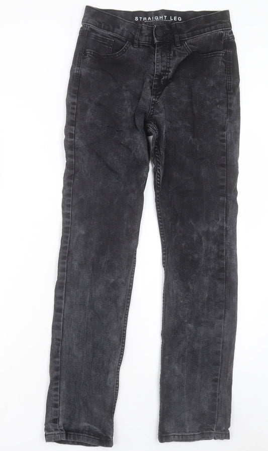 Marks and Spencer Womens Black Cotton Straight Jeans Size 8 L29 in Regular Button