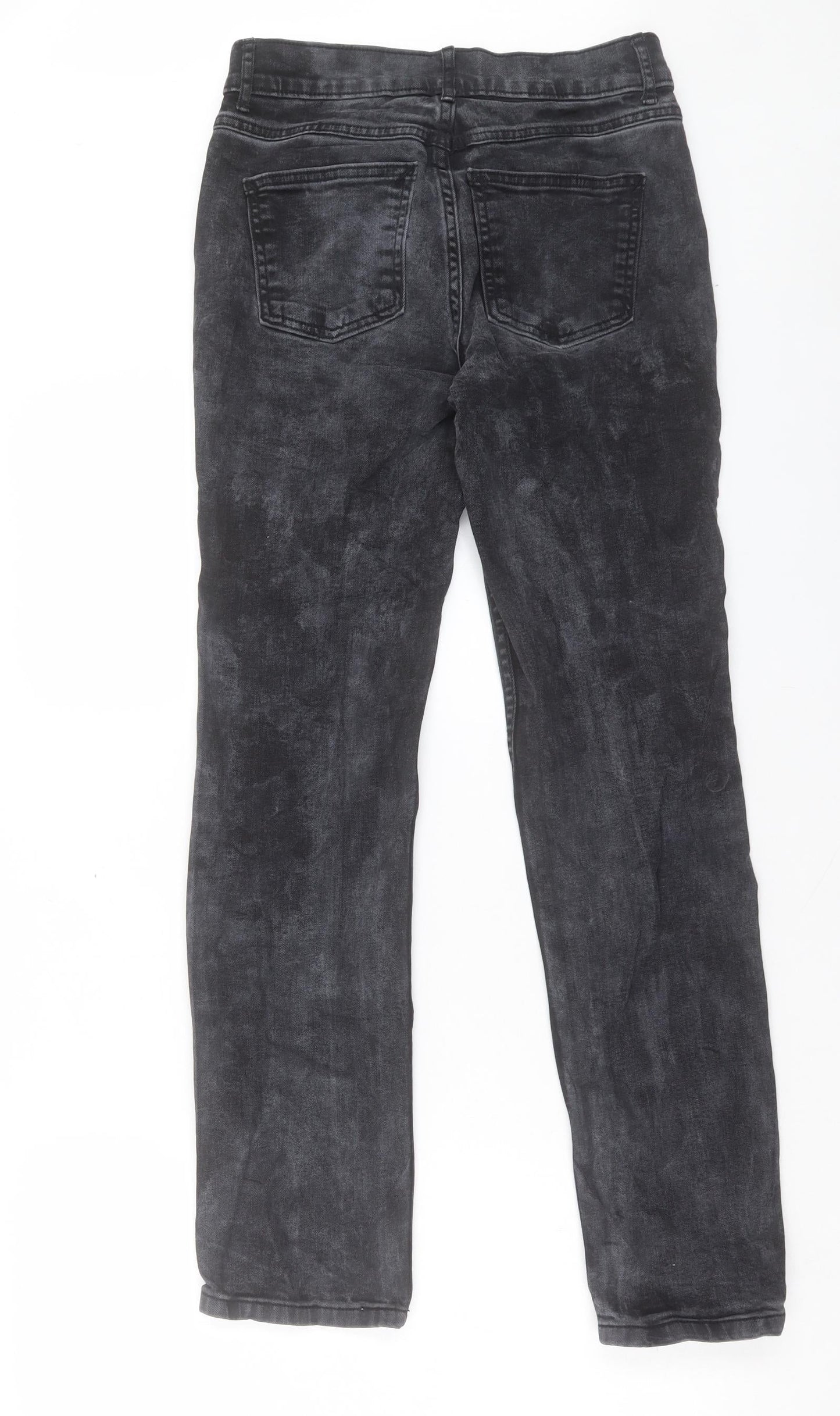 Marks and Spencer Womens Black Cotton Straight Jeans Size 8 L29 in Regular Button