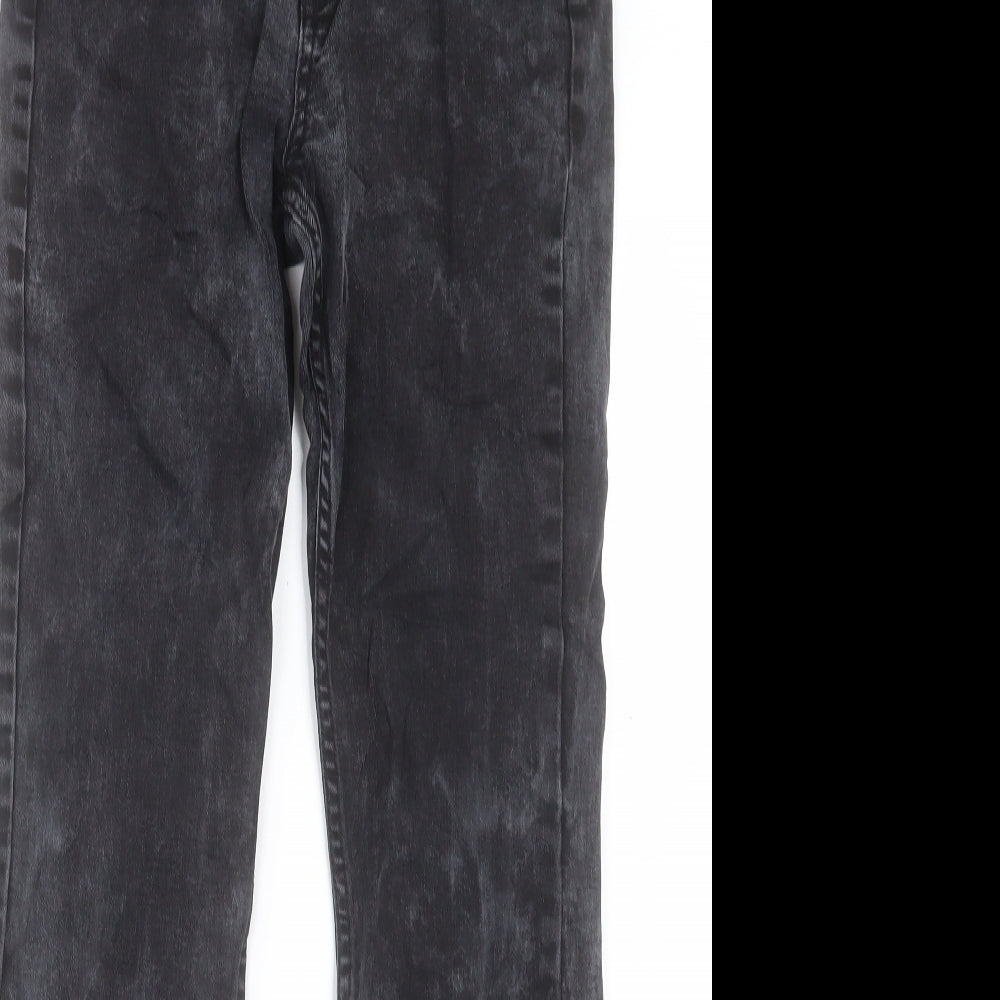 Marks and Spencer Womens Black Cotton Straight Jeans Size 8 L29 in Regular Button