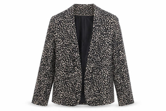 Papaya Womens Black Geometric Jacket Blazer Size 10