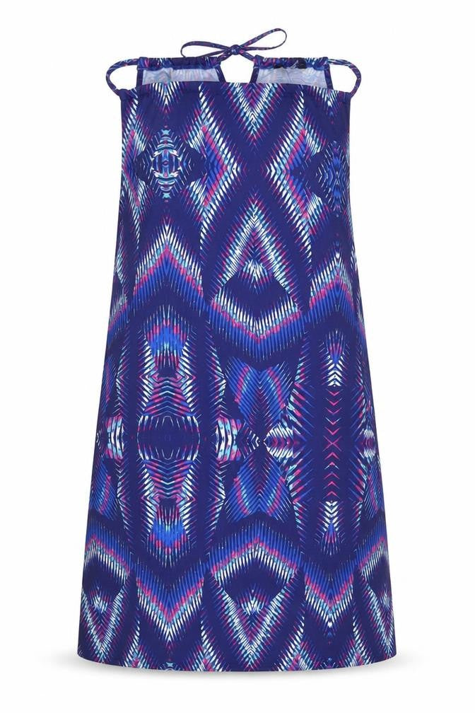 Kaleidoscope Womens Blue Geometric Polyester Shift Size 14 Square Neck Pullover