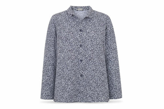 Marks and Spencer Womens Blue Floral Polyester Basic Button-Up Size S Collared